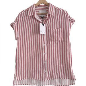 Lola River Pink Striped Linen Women's Top NWT